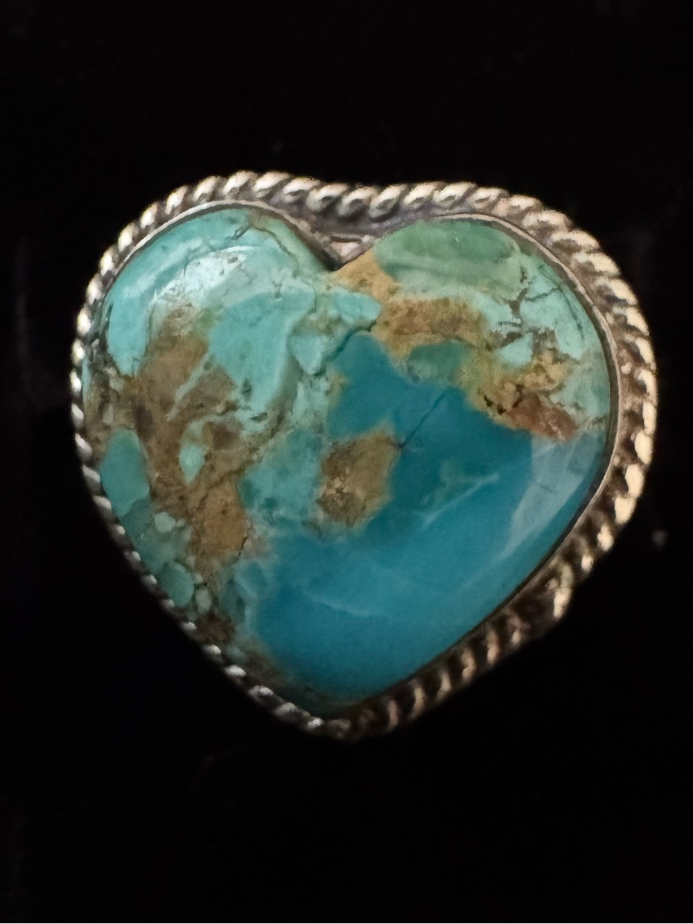Genuine, blue moon Turquoise Heart Statement Ring - Blue Heart sterling Silver